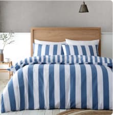 Image of Save 40%  Catherine Lansfield Cove Stripe Duvet Cover & Pillowcase Set Kingsize