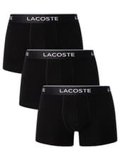 Image of Lacoste Men's 3 Pack Casual Trunks, Black