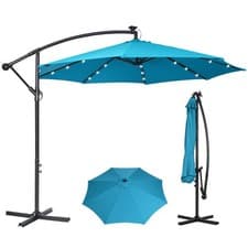 Image of 3M Garden Cantilever Parasol w/ LED Lights Sunshade Banana Hanging Tilt Crank