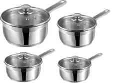 Image of Stainless Steel Saucepan with Glass Vented Lid Heat Resistant Handle