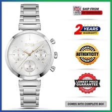 Image of HUGO BOSS Flawless HB1502530 Silver Dial Steel Strap Chrono Womens Watch 37mm