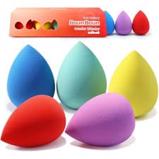 Image of Cinco esponjas de maquillaje sin latex para crema y polvos baja absorcion suaves