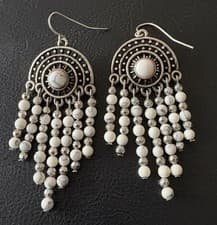 Image of Accessorize Beautiful Multi-chain beaded Drop Dangle Hook EARRING .