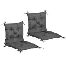 Image of Outsunny Set of 2 Garden Chair Cushions Seat Pad for Outdoor & Indoor Use