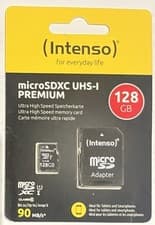 Image of Intenso Micro SDXC UHS-I Premium Memory Card 128GB 90MB with SD Adapter Class 10
