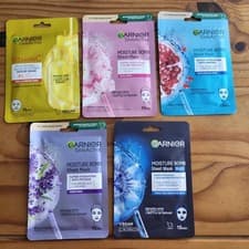 Image of 5× Garnier Sheet Masks Variety Pack 28g Each