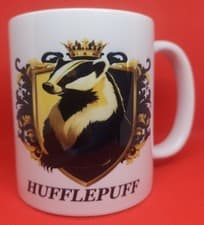 Image of Custom Unofficial Printed Harry Potter Hufflepuff Crest 11oz Boxed Mug.