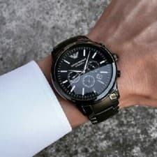 Image of EMPORIO ARMANI MENS WATCH AR1451 CERAMIC BLACK STRAP WITH BLACK DIAL GENUINE