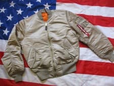 Image of REAL ORIGINAL ALPHA INDUSTRIES USA MA1 bomber pilot JACKET COAT khaki tan SMALL