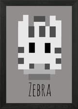 Image of zebra pixel animal Framed Wall Art Poster Canvas Print Picture