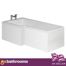 Image of Acrylic Gloss White L-Shape Bath Panel Bath Board 1700mm
