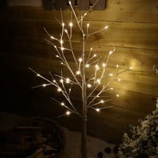 Image of 1.2m (4ft) Indoor Outdoor Christmas Lit Birch Tree with 48 Warm White LEDs