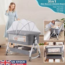 Image of 3 in 1 Baby Bedside Crib Sleeper Bassinet Safe Co Sleeping Storage Easy install