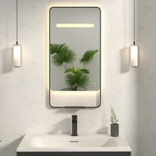 Image of Verona Bathroom Mirror Matt Black Back & Front Lit LED Rectangular