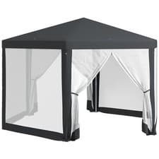 Image of Outsunny Hexagonal Gazebo Patio, Outdoor Canopy Patio Party Tent Dark Grey
