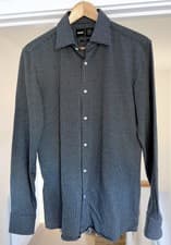 Image of HUGO BOSS MENS SLIM FIT SHIRT (P-HANK-KENT-C1-222 ) MEDIUM NAVY/DOTS