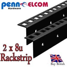 Image of 2 x 8U Rack Strip Servers Rack Rails with Square Holes 2mm Thick ( Pair)