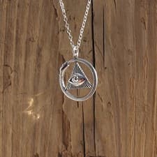 Image of All Seeing Eye Ouroboros Snake Pendant Necklace Sterling Silver Eating Tail Box