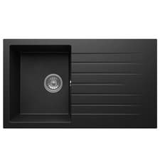 Image of Liquida GRN860BL 1.0 Bowl Black Granite Reversible Kitchen Sink With Waste