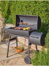 Image of Charcoal Offset Smoker BBQ Grill with Warming Rack & Side Shelves (30+ burgers)
