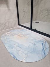Image of ULTRA-ABSORBENT NON-SLIP MARBLE EFFECT BATHROOM SHOWER MAT 80 CM X 50CM