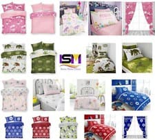 Image of XMAS KIDS DUVET SET REVERSIBLE BOYS GIRL BEDDING SET QUILT PILLOWCASE CURTAINS