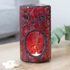 Image of Red Pillar Crackle Glass Oil Burner