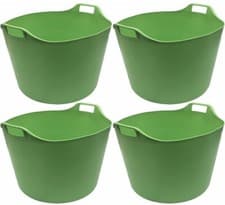 Image of 4 x 75L Heavy Duty Extra Large Flexi Tub Garden Flexible GREEN Plastic Storage