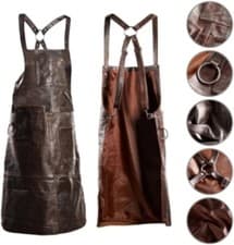 Image of coffee shop APRON real leather for protection-kitchen-barber-bbq-butcher apron