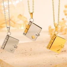 Image of Book Necklace Can Be Opened And Engraved Clavicle Necklace Gift For Daughter