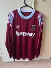 Image of West Ham Home Shirt 2022 2023 Long Sleeve Men's Size Large BNWT