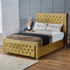 Image of New Ottoman GasLift Chesterfield Bed Frame Plush Velvet Upholstered Bed+Mattress