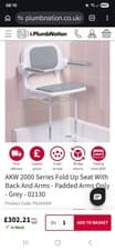 Image of Akw Foldable Shower Seat Wall Mounted