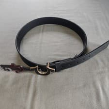 Image of True Religion Men's Size 36 Sage II Enamel Horseshoe Black/Gold Buckle Belt