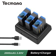 Image of 3X 2000mAh Battery+Charger For GoPro HERO9 HERO10 HERO11 HERO12 Black AHDBT-901