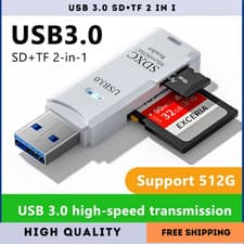 Image of 2 in 1 USB 3.0 Card Reader Micro TF sd card Reader usb adapter High Speed Reader