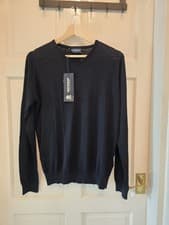 Image of Mens John Smedley Black  Small v neck jumper sweater BWNT