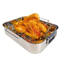 Image of Stainless Steel Roaster Pan with Removable Rack, Large Non-Stick Smart Oven Tray
