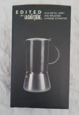 Image of La Cafetiere Edited 4 Cup Gun Metal Grey & Brushed Chrome Stovetop - 5233010 NEW