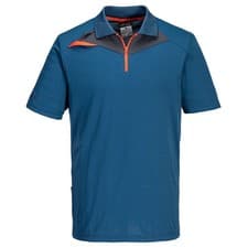 Image of Portwest DX410 DX4 Polo Shirt SS Slim Fit Wicking Cooling Drying - Metro Blue