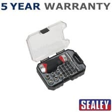 Image of Sealey Premier Fine Tooth Stubby Ratchet Screwdriver Socket & Bit Set 24pc