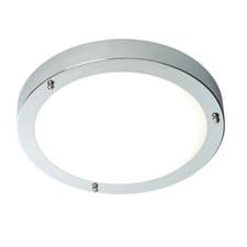 Image of Bathroom Light Silver Portico Semi Flush Chrome LED IP44 30cm Ceiling Wall Saxby