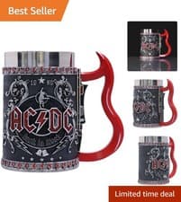 Image of AC/DC Inspired Insulated Tankard - 600ml Leak-Proof Mug for Hot & Cold Drinks