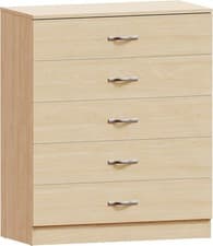 Image of Stylish Pine 5 Drawer Chest with Metal Handles - Ideal for Bedrooms & Nurseries