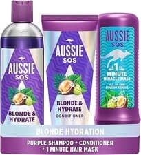 Image of Aussie Blonde & Hydrate Purple Shampoo And Conditioner Set With Hair Mask