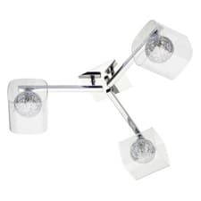 Image of Litecraft Verona Ceiling Light Semi Flush Glass & Wire Shaded 3 Arm - Chrome
