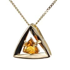 Image of 9ct Citrine Pendant Yellow Gold 375 Trillion UK Design Handmade Gift