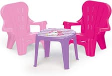 Image of DOLU Unicorn Pink Kids Table & 2 Chairs Set, Indoor/Outdoor Furniture, Ages 2+