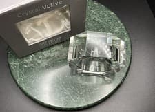Image of Boxed Signed Oleg Casinni Clear Faceted Crystal Votive Candle Holder-Excellent