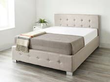 Image of Aspire Beds Upholstered Storage Ottoman Bed Grey, Black or Natural Linen Fabrics